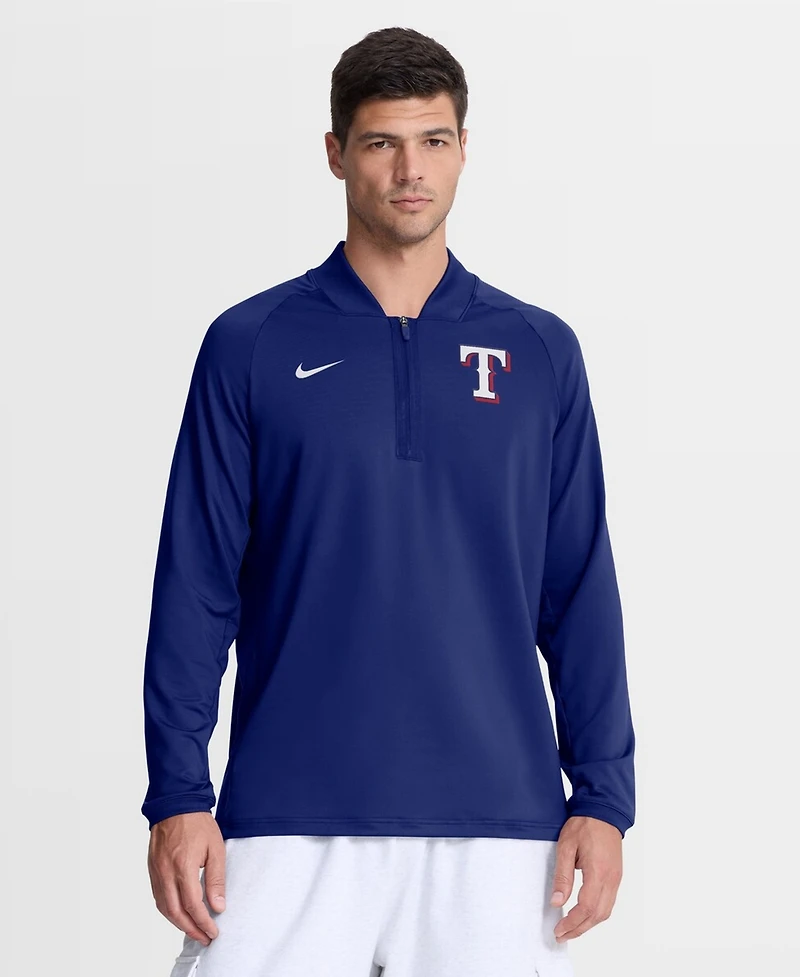 Nike Men's Royal Texas Rangers Authentic Collection Dri-fit Raglan Half-Zip Pullover Hoodie