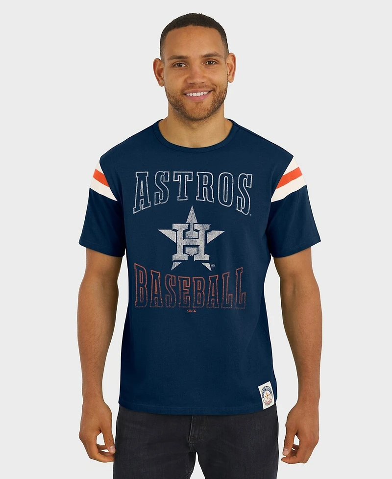 Darius Rucker Collection By Fanatics Men's Navy Houston Astros Distressed Sleeve Stripe T-Shirt