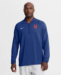 Nike Men's Royal New York Mets Authentic Collection Dri-fit Raglan Half-Zip Pullover Hoodie
