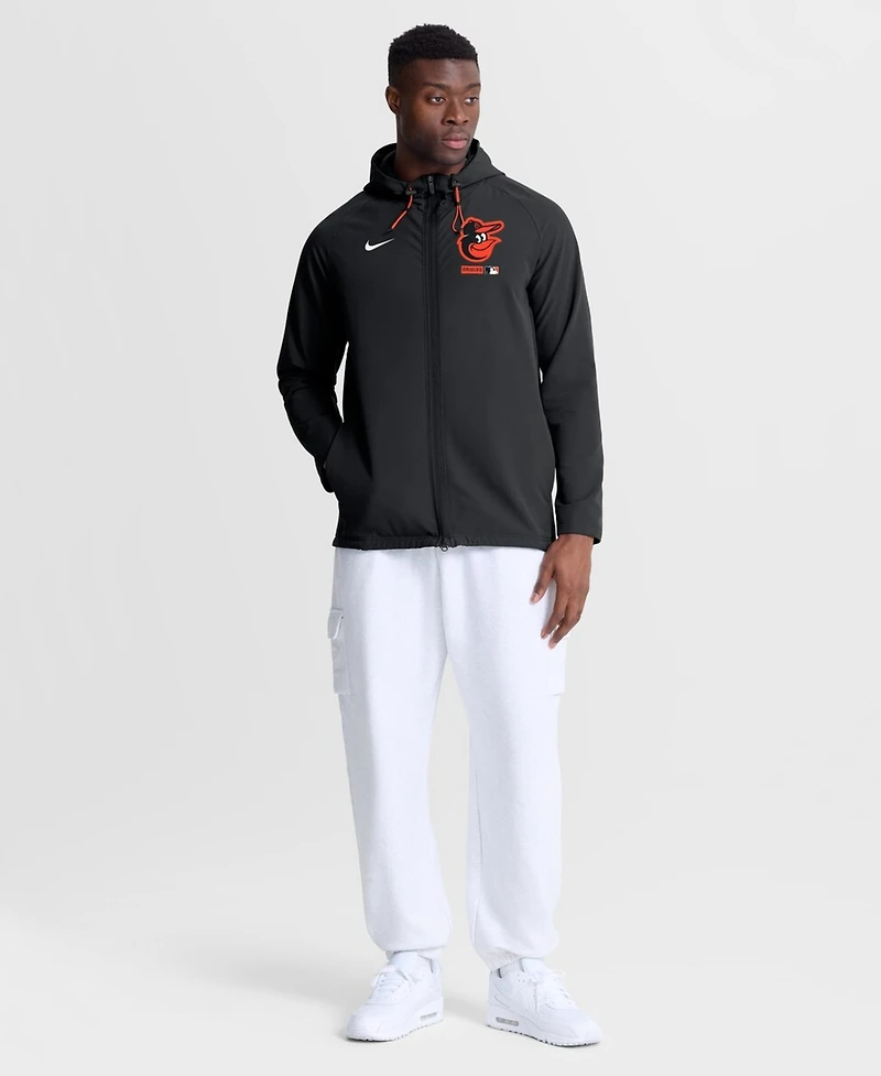 Nike Men's Black Baltimore Orioles Authentic Collection Raglan Therma-fit Full-Zip Hooded Jacket