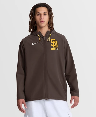 Nike Men's Brown San Diego Padres Authentic Collection Raglan Therma-fit Full-Zip Hooded Jacket