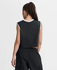 Nike Women's Black Los Angeles Dodgers Primetime Loose Dri-fit Cropped Tank Top