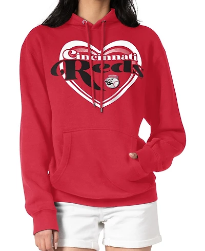 G-iii 4Her by Carl Banks Women's Red Cincinnati Reds Double Heart Fleece Pullover Hoodie