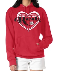 G-iii 4Her by Carl Banks Women's Red Cincinnati Reds Double Heart Fleece Pullover Hoodie