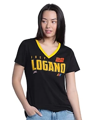 G-iii 4Her by Carl Banks Women's Black Joey Logano Best Team V-Neck T-Shirt