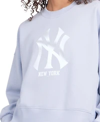 Starter Women's Light Blue New York Yankees Pastels Boxy Fleece Sweatshirt