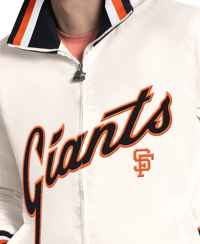Starter Men's White San Francisco Giants The Captain Cooperstown Logo Full-Zip Varsity Jacket