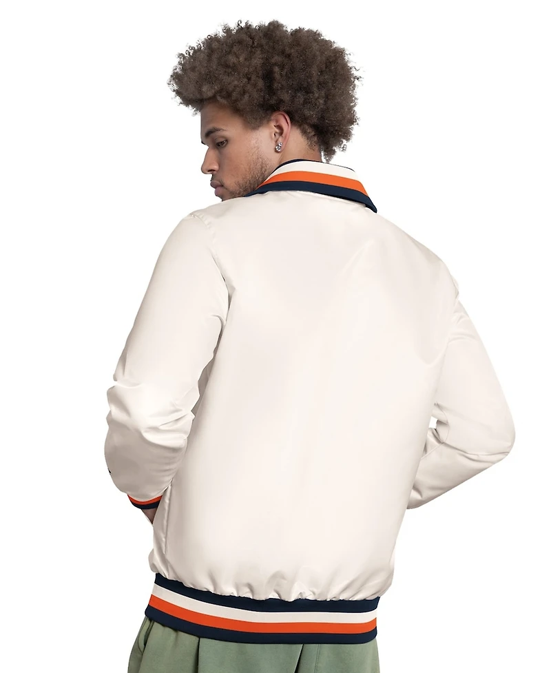 Starter Men's White Detroit Tigers The Captain Cooperstown Logo Full-Zip Varsity Jacket