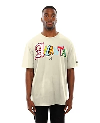 New Era Men's Cream Atlanta Braves Ransom Note Oversized T-Shirt