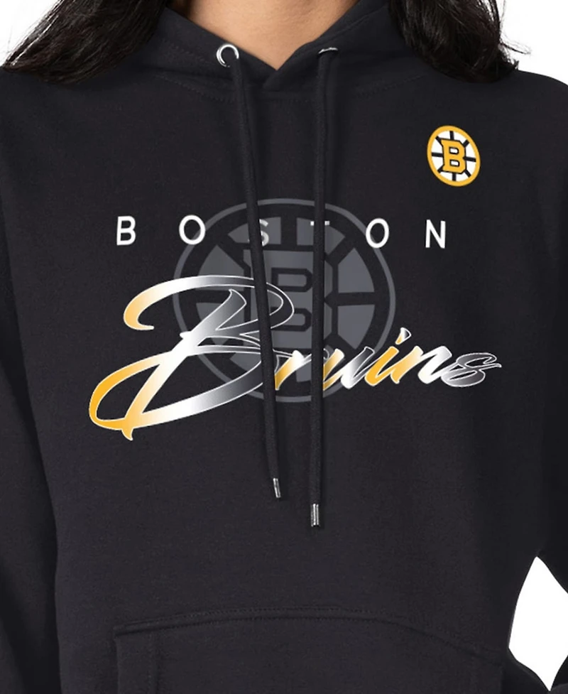 G-iii 4Her by Carl Banks Men's Black Boston Bruins Shadow Logo Fleece Pullover Hoodie