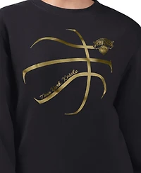 G-iii 4Her by Carl Banks Women's Black New York Knicks Metallic Print Basketball Sketch Fleece Sweatshirt