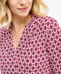 Jm Collection Women's Printed 3/4 Sleeve V-Neck Knit Top, Macy's Exclusive