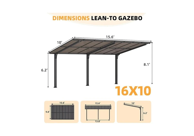Aecojoy Gazebo Outdoor Pergola for Patio, Pergola Carport