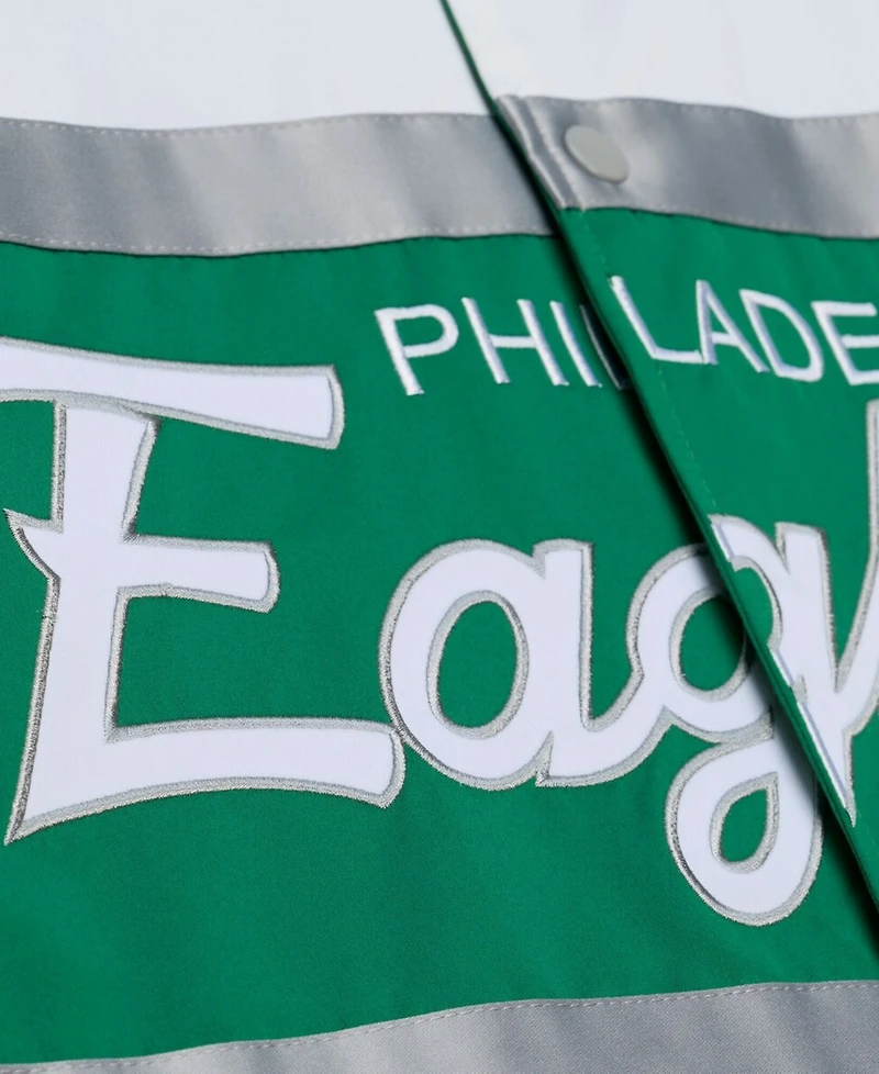 Mitchell & Ness Men's Kelly Green Philadelphia Eagles Head Coach Lightweight Full-Snap Satin Jacket