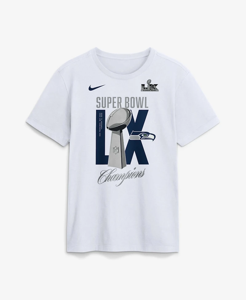 Nike Men's White Seattle Seahawks Super Bowl Lx Champions Lombardi Trophy T-Shirt