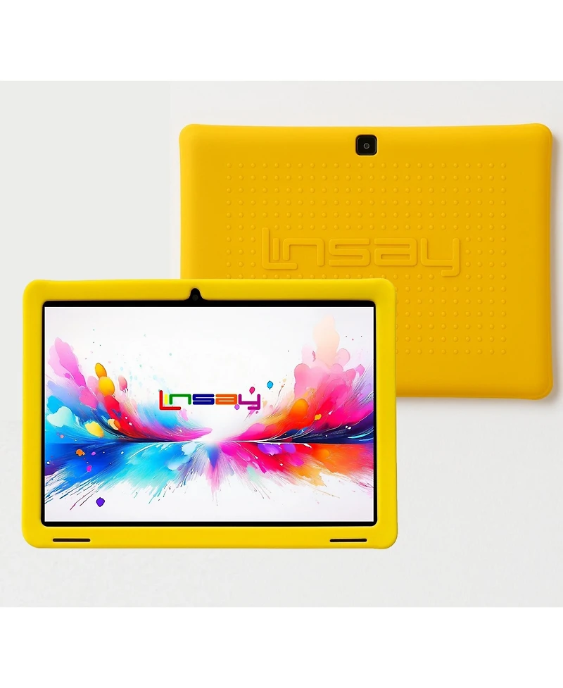Linsay 10.1"Octa Core 256GB Storage Android 15 Tablet with Kids Defender Case and Led Backpack
