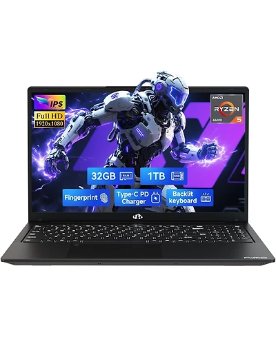 Nimo 15.6 Gaming Laptop Amd Ryzen 5 6600H 6-Cores 32GB DDR5 Ram 1TB Ssd 4.5GHz
