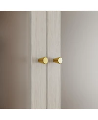 Homsee Modern 2-Door 2-Drawer Storage Cabinet - Frosted Glass Door Wooden Shelf with Gold Handles |Organizer for Living Room and Hallway