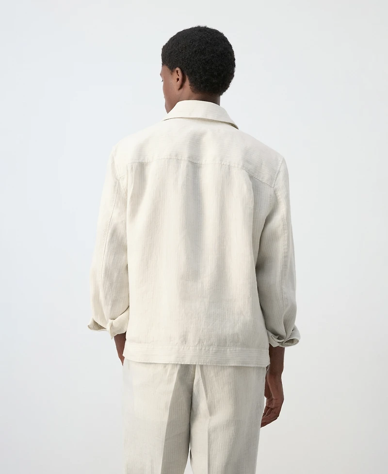 Mango Men's Linen Striped Blazer