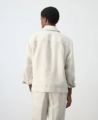 Mango Men's Linen Striped Blazer