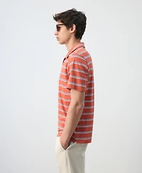 Mango Men's Regular-Fit Striped Pique Cotton Polo Shirt