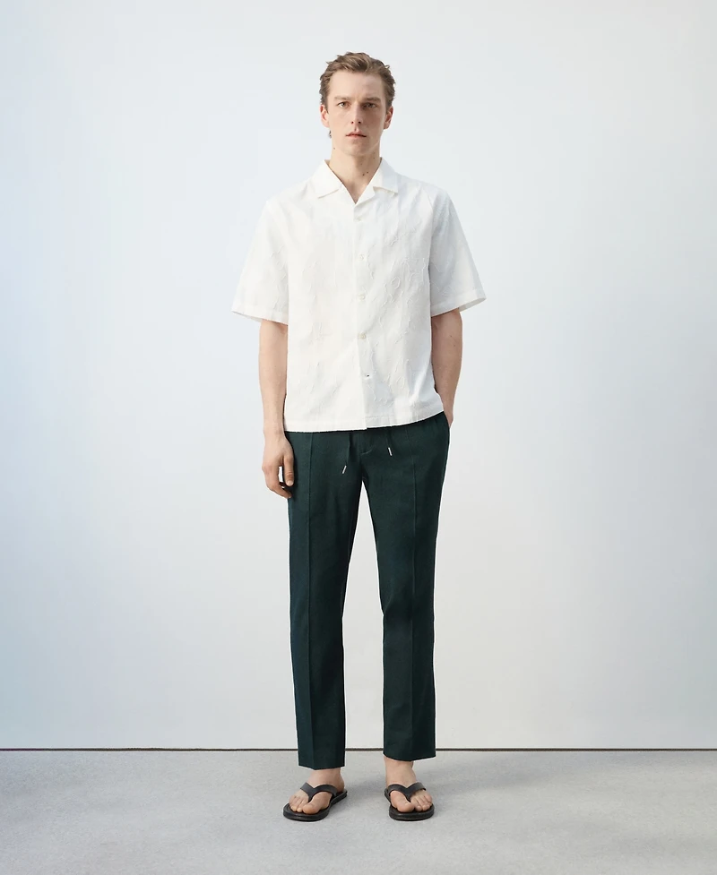 Mango Men's Regular-Fit Cotton Bowling Collar Shirt