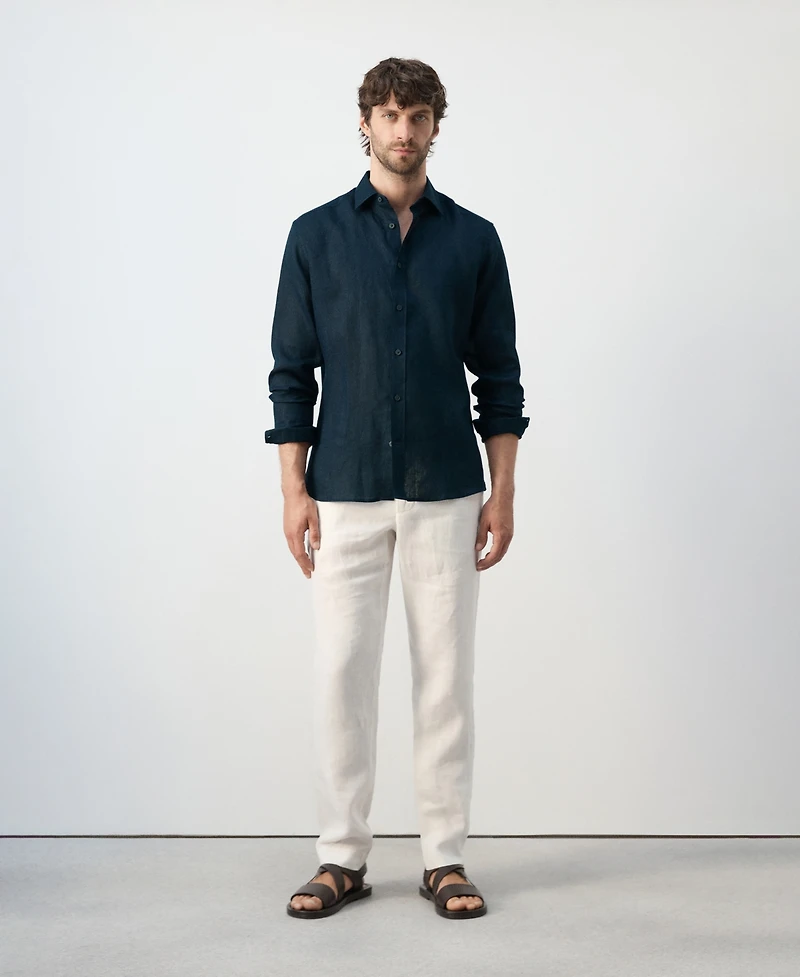 Mango Men's Linen Regular-Fit Shirt