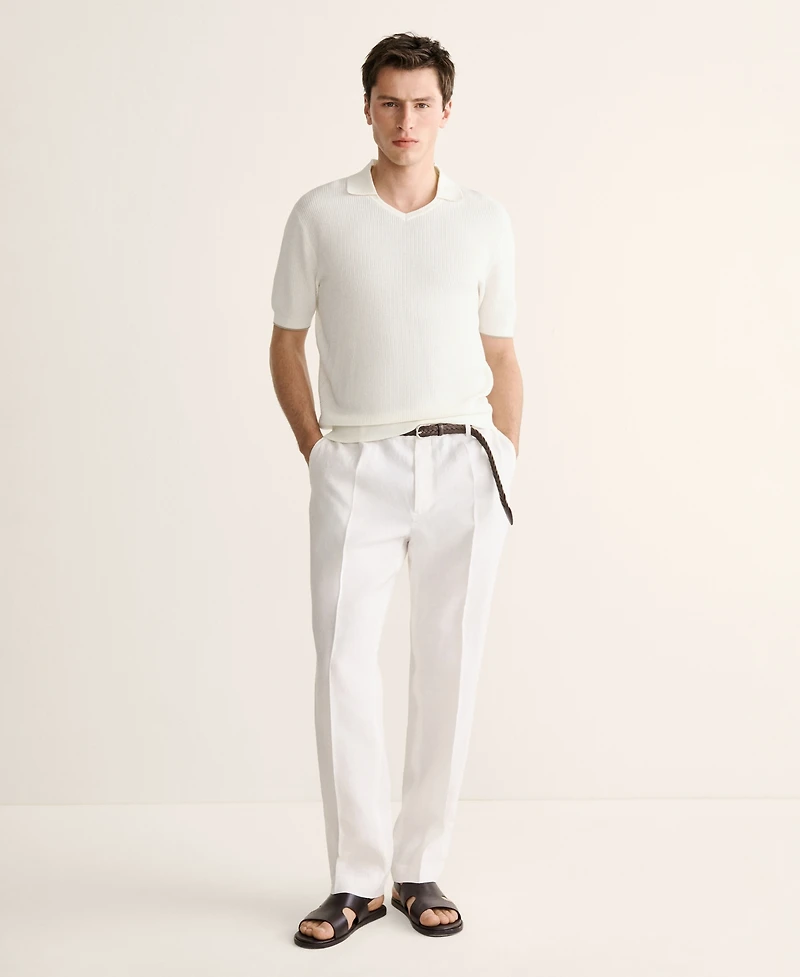 Mango Men's Cotton-Lyocell Knit Polo Shirt