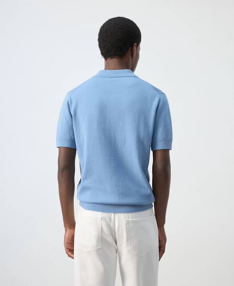 Mango Men's Zipper Knitted Polo Shirt