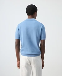 Mango Men's Zipper Knitted Polo Shirt