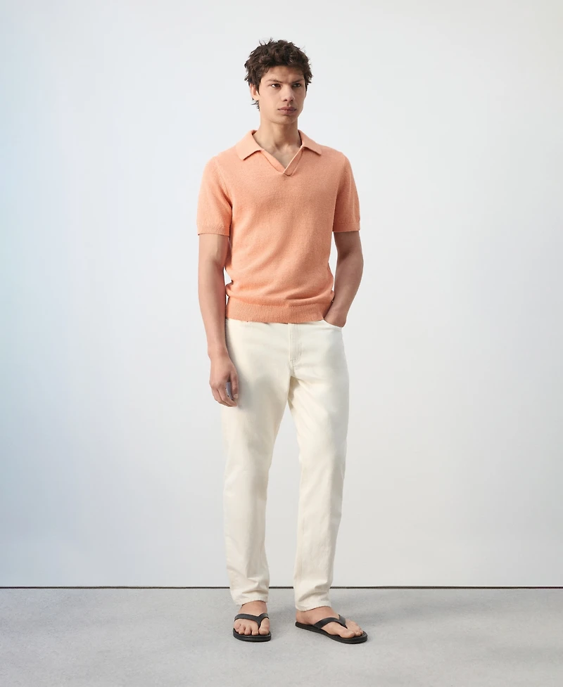 Mango Men's Microstructure Cotton Polo Shirt