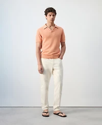 Mango Men's Microstructure Cotton Polo Shirt
