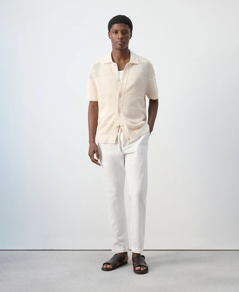 Mango Men's Openwork Knitted Shirt