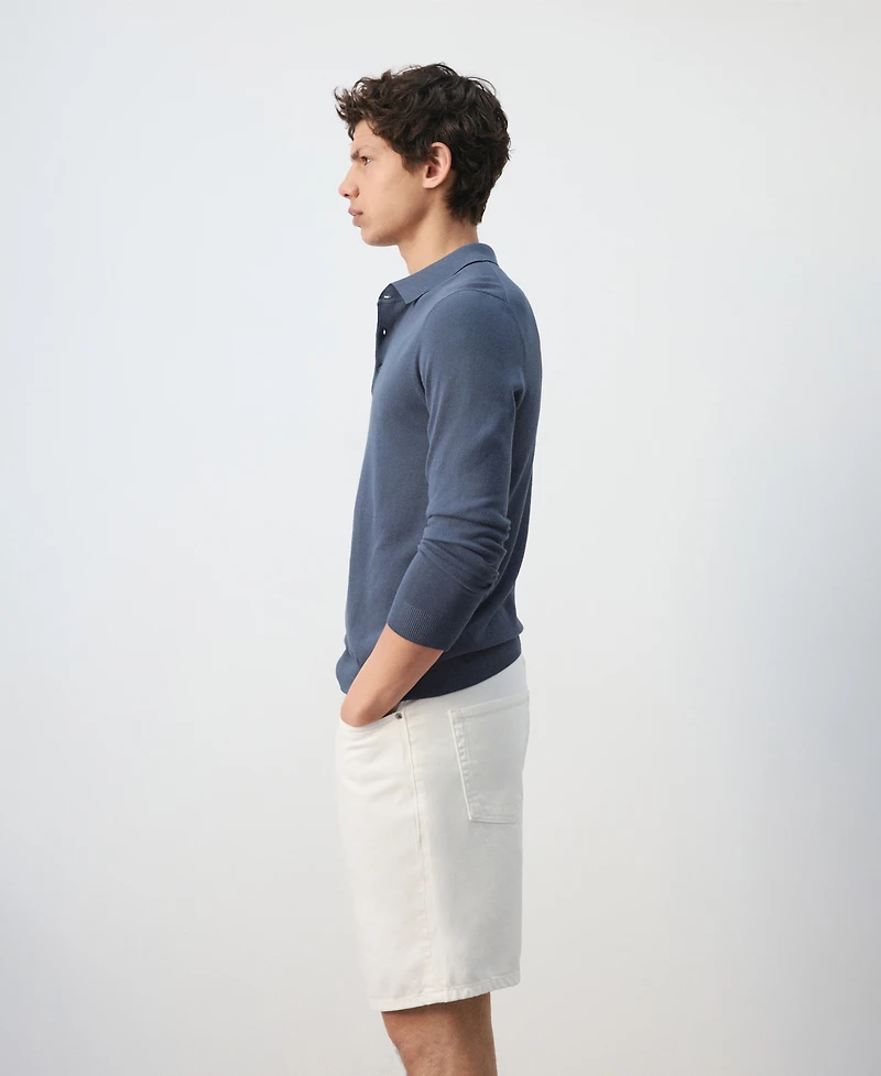 Mango Men's Cotton Fine-Knit Polo Shirt