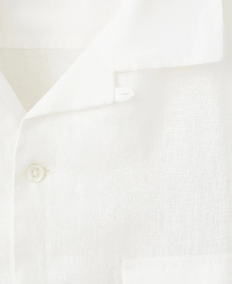Mango Men's Linen Bowling-Collar Shirt