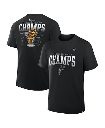 Fanatics Men's Black San Antonio Spurs 2026 Nba Champions Roster Trophy T-Shirt