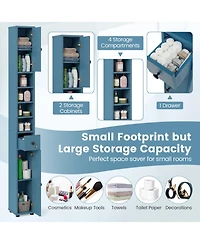 Volenca Slim Freestanding Bathroom Cabinet with Drawer and Adjustable Shelves, 71-in H