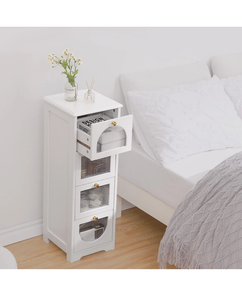 homfan Narrow Bathroom Storage Cabinet with 4 Drawers, Slim Floor Organizer for Hallway, Living Room, Entryway