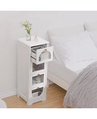 homfan Narrow Bathroom Storage Cabinet with 4 Drawers, Slim Floor Organizer for Hallway, Living Room, Entryway