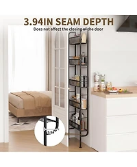 homfan Slim Space-Saving 5-Tier Bathroom Shelf - Tall Narrow Freestanding Storage Rack with Anti-Slip Base - for Behind Door, Kitchen, Laundry Room