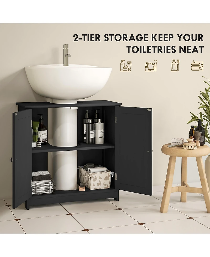 Busdays Pedestal Sink Storage Cabinet Bathroom Sink Cabinet with U Shape Cut Out and Adjustable Shelf