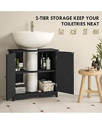 Busdays Pedestal Sink Storage Cabinet Bathroom Sink Cabinet with U Shape Cut Out and Adjustable Shelf