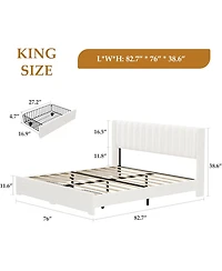 gaomon Upholstered Bed Frame with Storage Drawer, Heavy-Duty Steel Framework and Wooden Slats, Tufted Headboard, No Box Spring