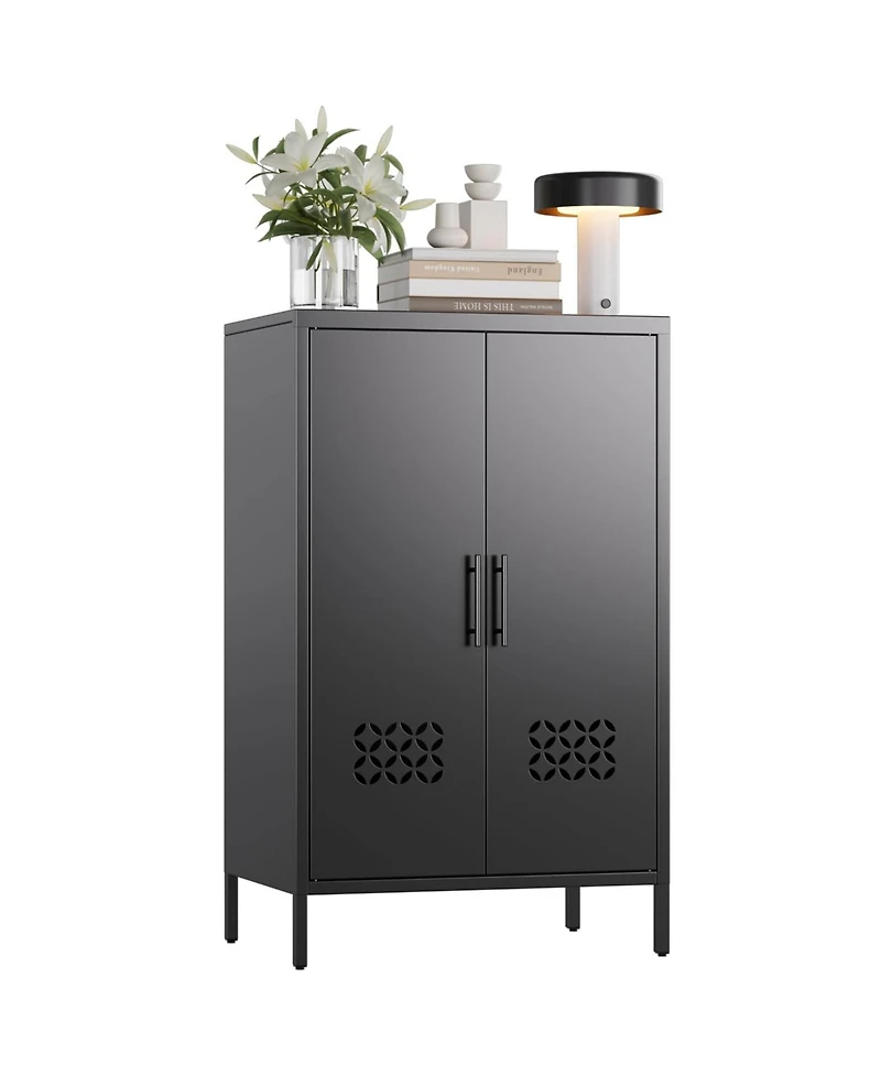 Streamdale Furniture Boyel Living 42 Inch Metal Storage Cabinet with Doors, Sideboard Organizer Adjustable Shelves for Home Office