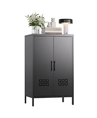 Streamdale Furniture Boyel Living 42 Inch Metal Storage Cabinet with Doors, Sideboard Organizer Adjustable Shelves for Home Office