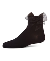 MeMoi Girls Tulle-Bow-Trimmed Mercerized Cotton-Rich Ankle Sock