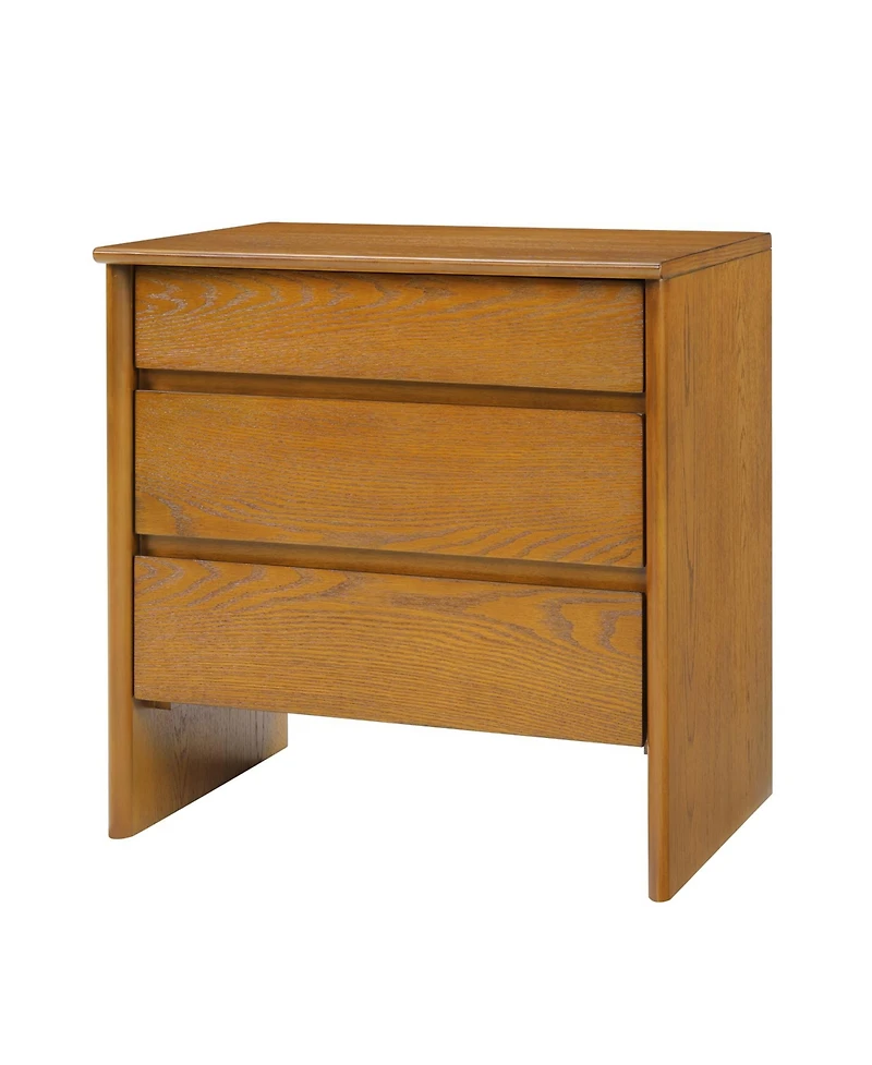 Hulala Home Robert 24.25''W Mid-century Modern 3 Soft-Close Drawers End Table with Built-In Outlets