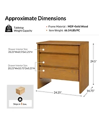 Hulala Home Robert 24.25''W Mid-century Modern 3 Soft-Close Drawers End Table with Built-In Outlets