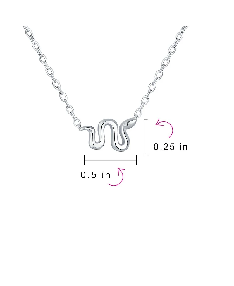 Bling Jewelry Garden Crawler Reptile Snake Pendant Necklace and Stud Earring Jewelry Set .925 Sterling Silver