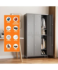 Boyel Living 6-Door Metal Storage Locker with Hooks and Card Holders, Ventilated Employee Cabinet for School Gym Office